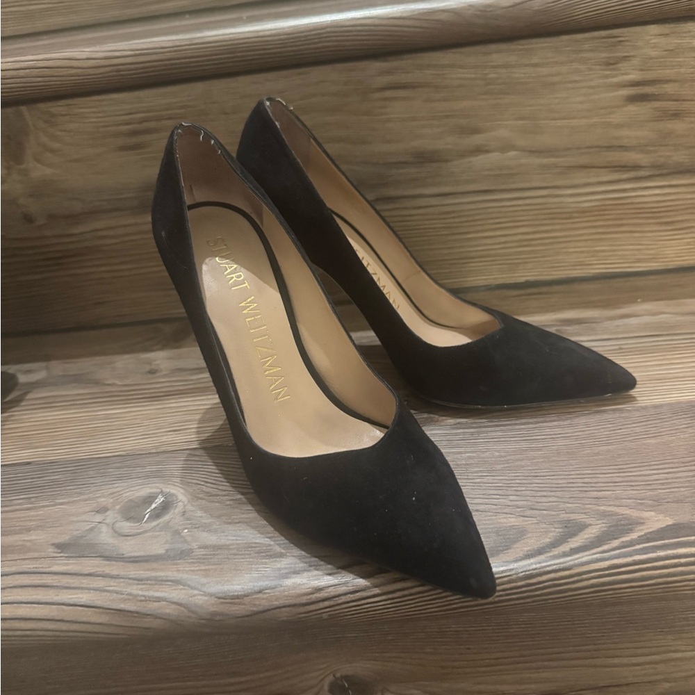 Stuart Weitzman Classic Black Suede Heels